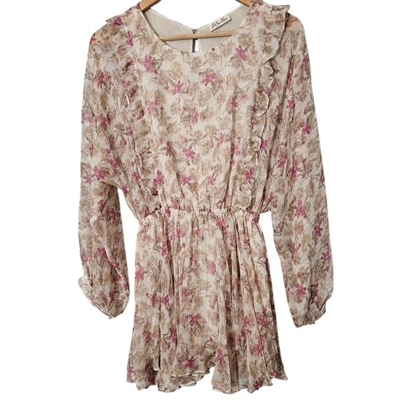 Loveshackfancy Floral Ruffle Noelle Long Sleeve Mini Dress - Picture 1 of 15